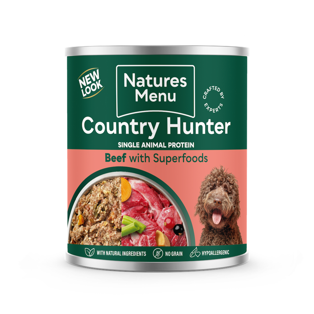 NATURES MENU COUNTRY HUNTER CANS BEEF WITH SUPERFOODS FOR ADULT DOGS 600G