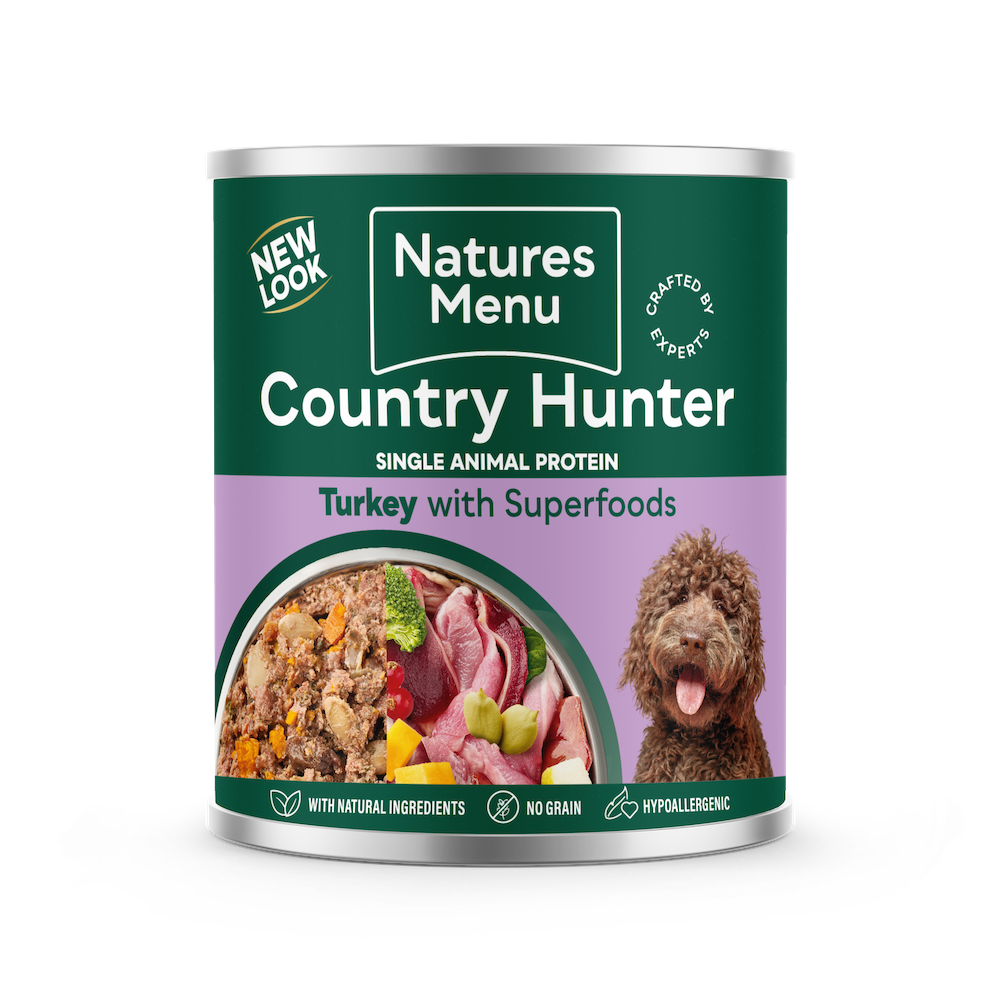 NATURES MENU COUNTRY HUNTER CANS FARM REARED TURKEY WITH SUPERFOODS FOR ADULT DOGS 600G