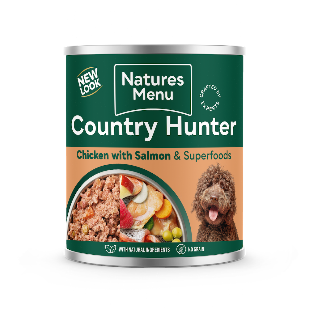 NATURES MENU COUNTRY HUNTER CANS SALMON AND CHICKEN WITH SUPERFOODS FOR ADULT DOGS 600G