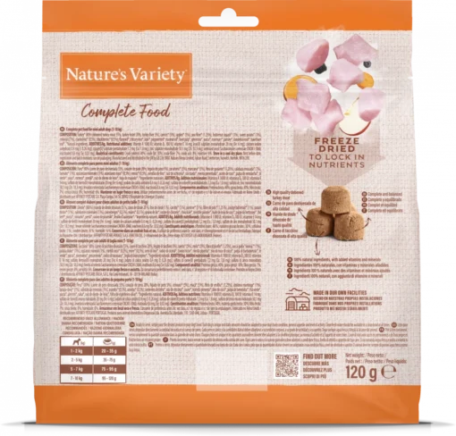 NATURES VARIETY COMPLETE FREEZE DRIED FOOD  TURKEY FOR ADULT DOGS 120G - Image 3