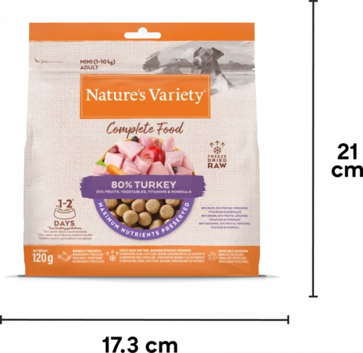 NATURES VARIETY COMPLETE FREEZE DRIED FOOD  TURKEY FOR ADULT DOGS 120G - Image 2