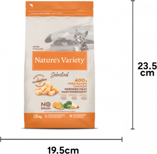 NATURES VARIETY SELECTED DRY FREE RANGE CHICKEN FOR KITTENS 1.25KG - Image 2