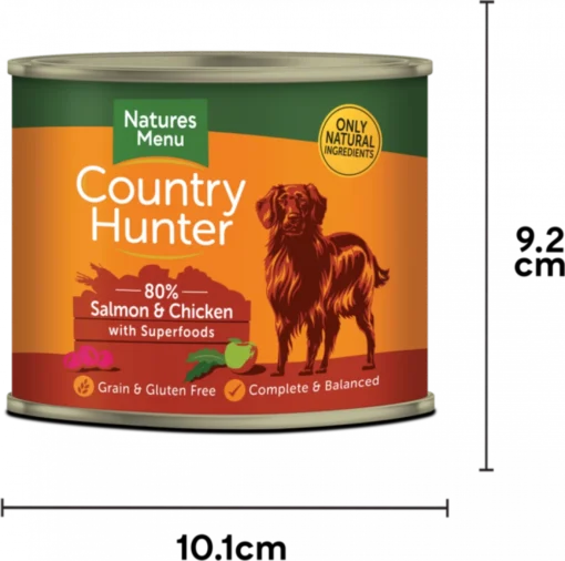 NATURES MENU COUNTRY HUNTER CANS SALMON AND CHICKEN WITH SUPERFOODS FOR ADULT DOGS 600G - Image 2