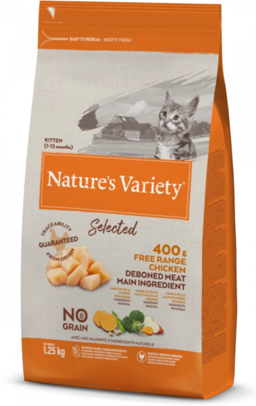 NATURES VARIETY SELECTED DRY FREE RANGE CHICKEN FOR KITTENS 1.25KG