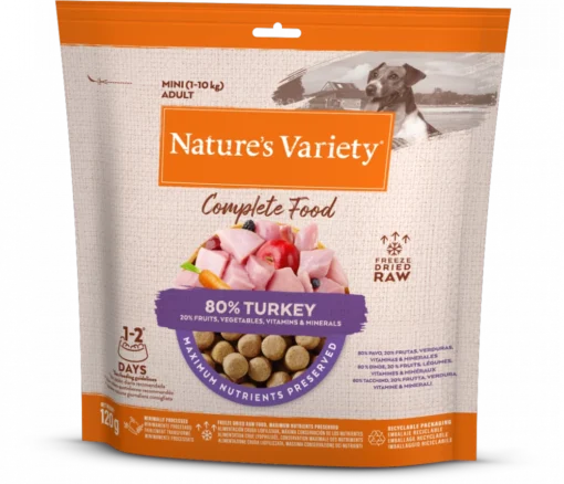 NATURES VARIETY COMPLETE FREEZE DRIED FOOD  TURKEY FOR ADULT DOGS 120G