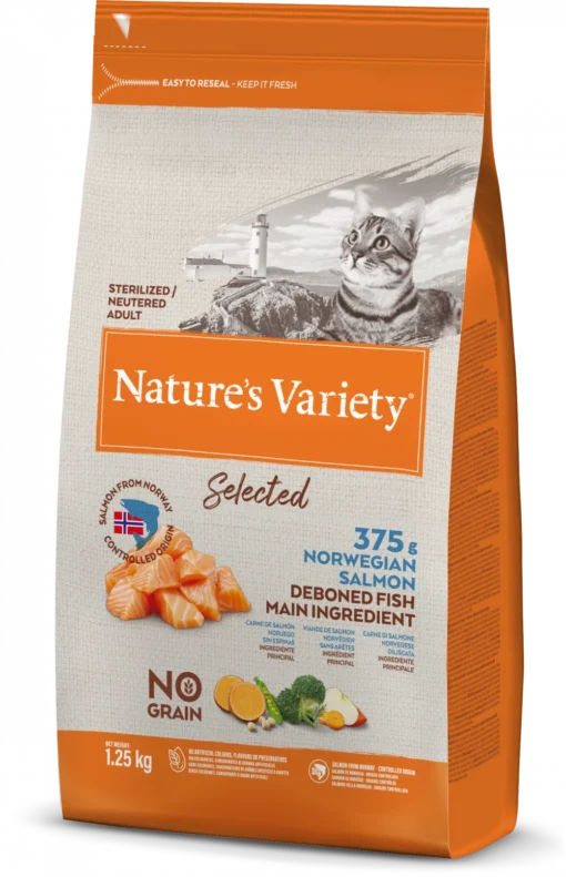 NATURES VARIETY SELECTED DRY NORWEGIAN SALMON FOR ADULT CATS 1.25KG