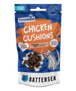 Rosewood x battersea anti-hairball chicken cushions