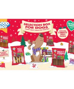 Good boy selection box for Dogs featuring 5 snacks