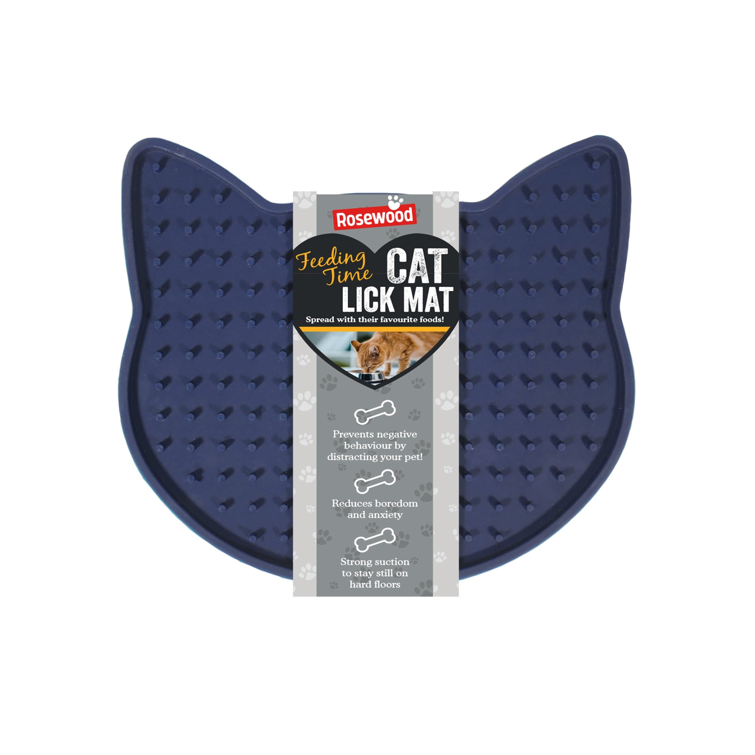 Rosewood Cat Head Shape Lick Mat Blue