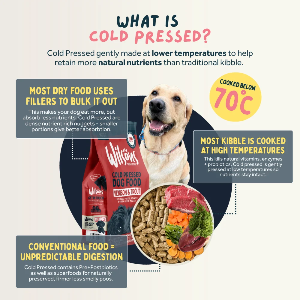 Wilson's Cold Pressed Dog Food - Venison & Trout What it is